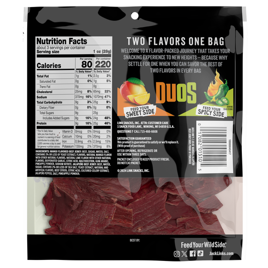 JL DUOS 2.85oz Mango/Jalapeno Jerky 12CT