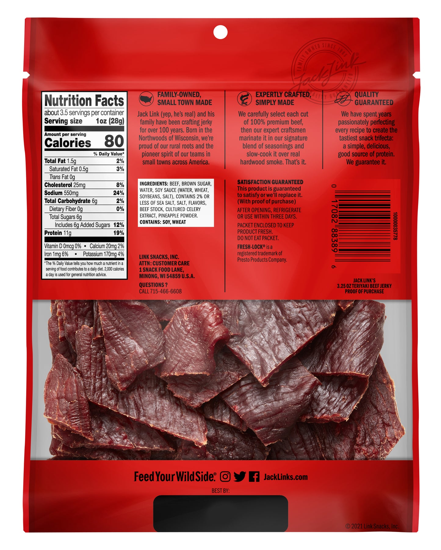 JL 3.25oz Teriyaki Jerky 8CT
