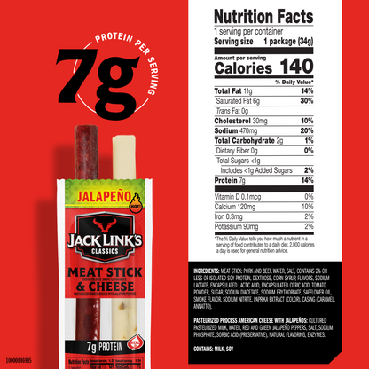 1.2oz Jalapeno Beef Stick & Cheese Classic Combo 48CT