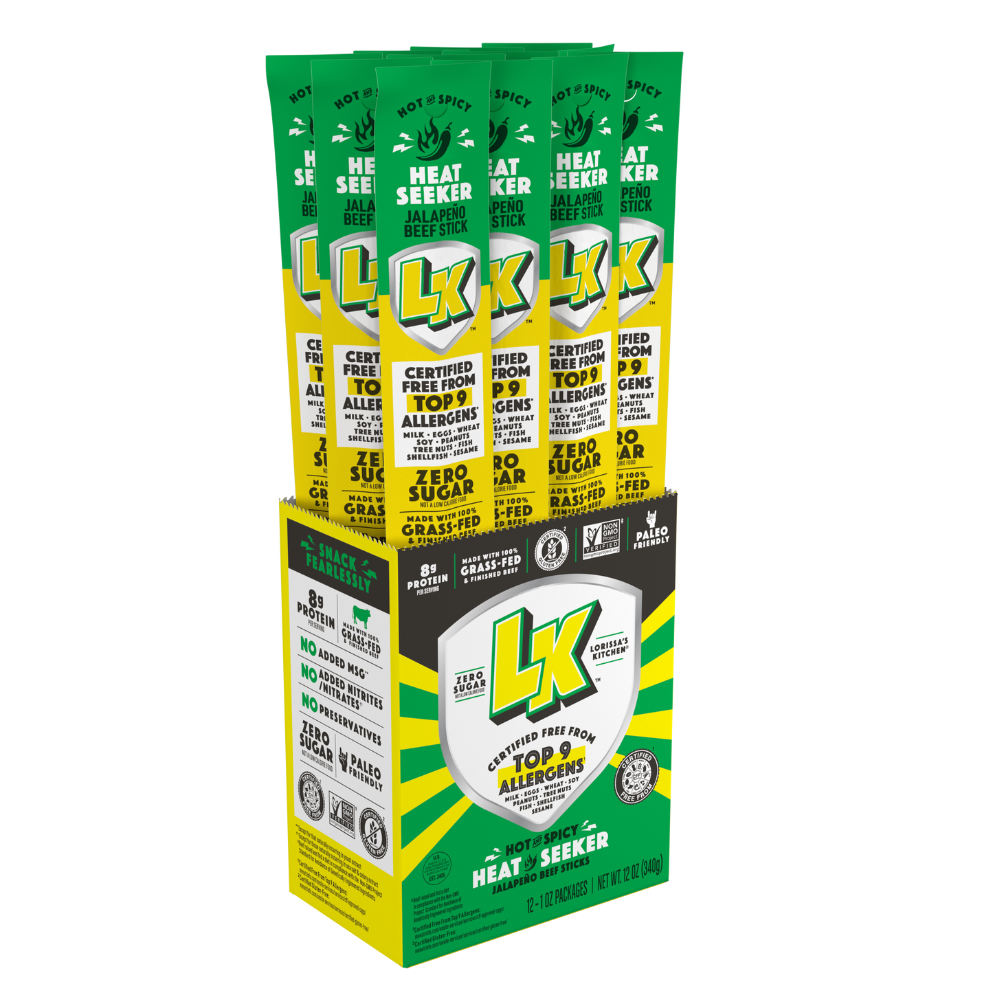1oz Lorissa's Kitchen Jalapeno Beef Sticks 24CT