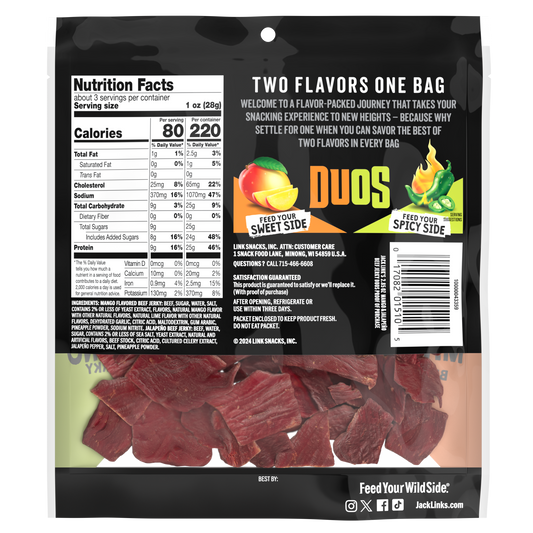 JL DUOS 3.25oz Mango/Jalapeno Jerky 8CT