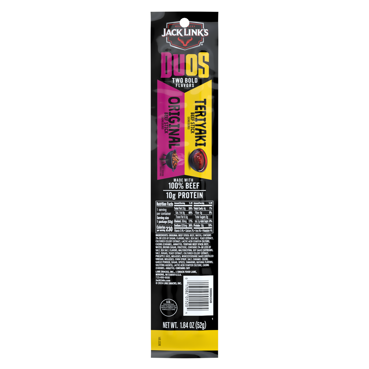 JL DUOS 1.84oz Original/Teriyaki Sticks 60CT