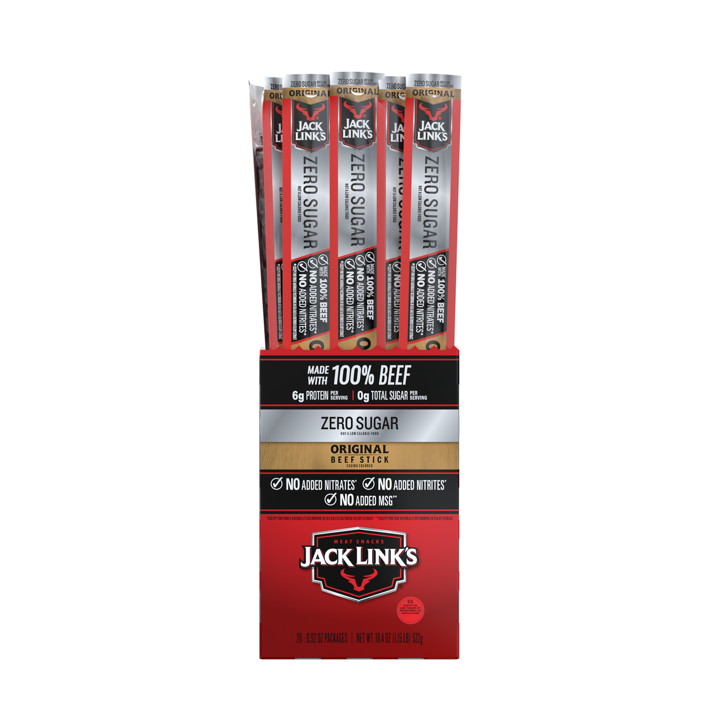 JL 92oz Zero Sugar Original Beef Sticks 120CT