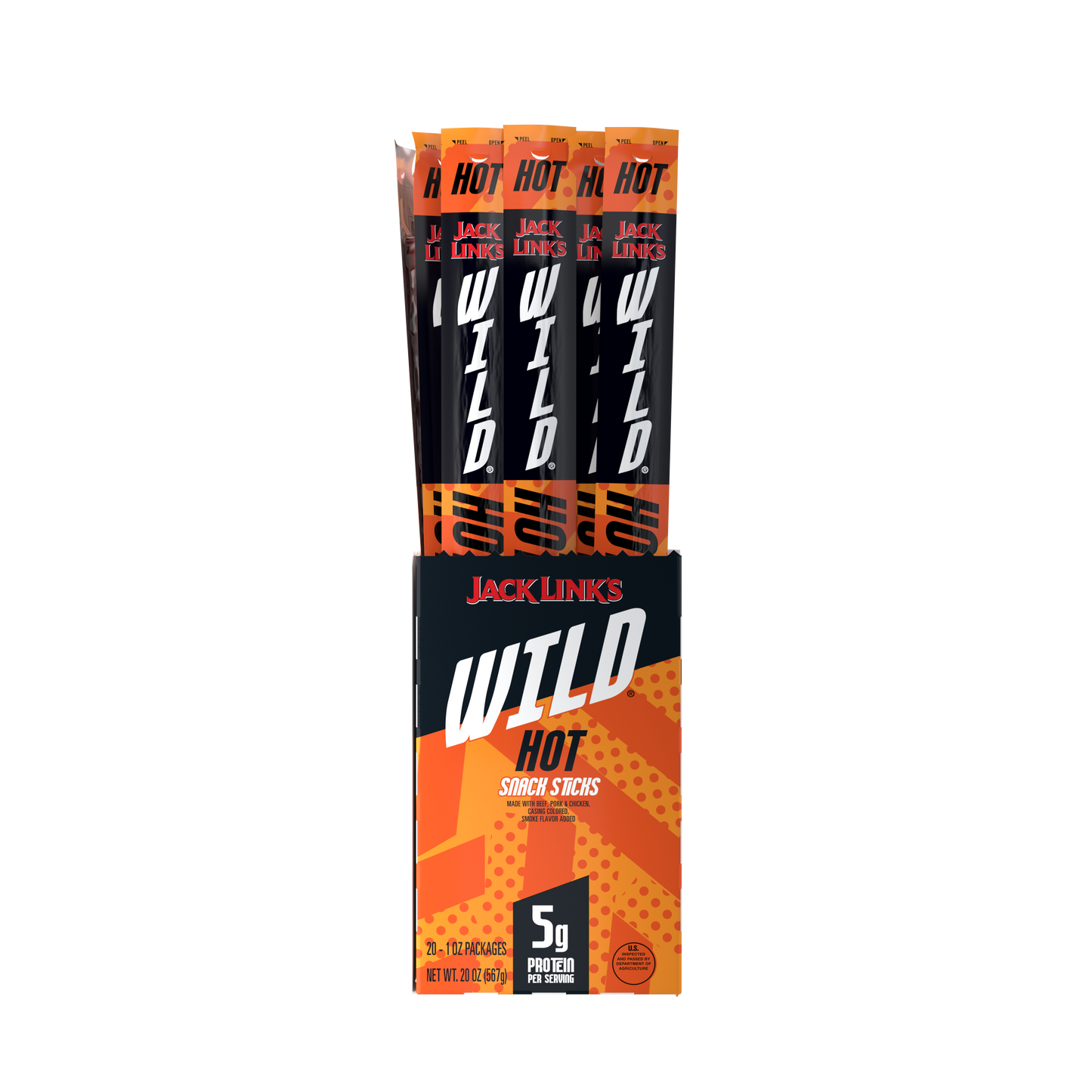 1oz Jack Links Wild Hot Snack Sticks 40CT