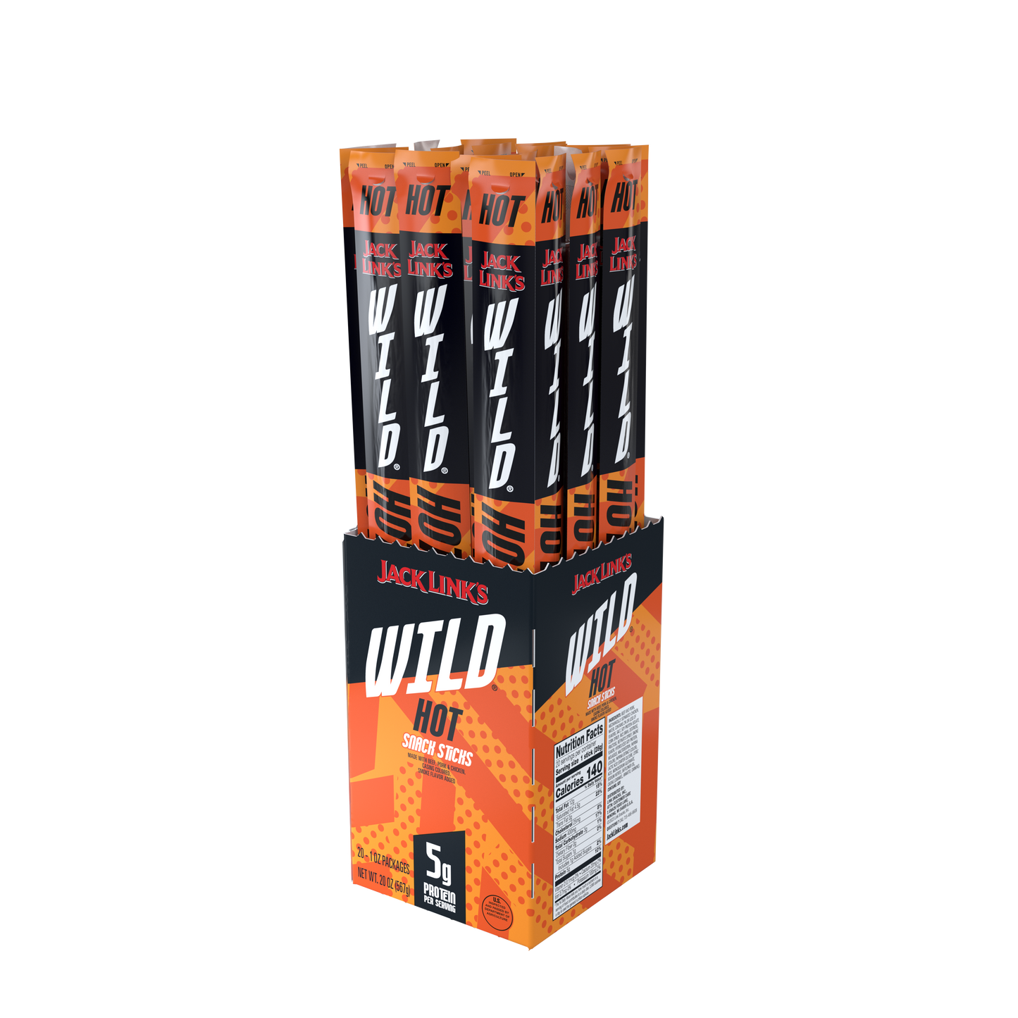 1oz Jack Links Wild Hot Snack Sticks 40CT