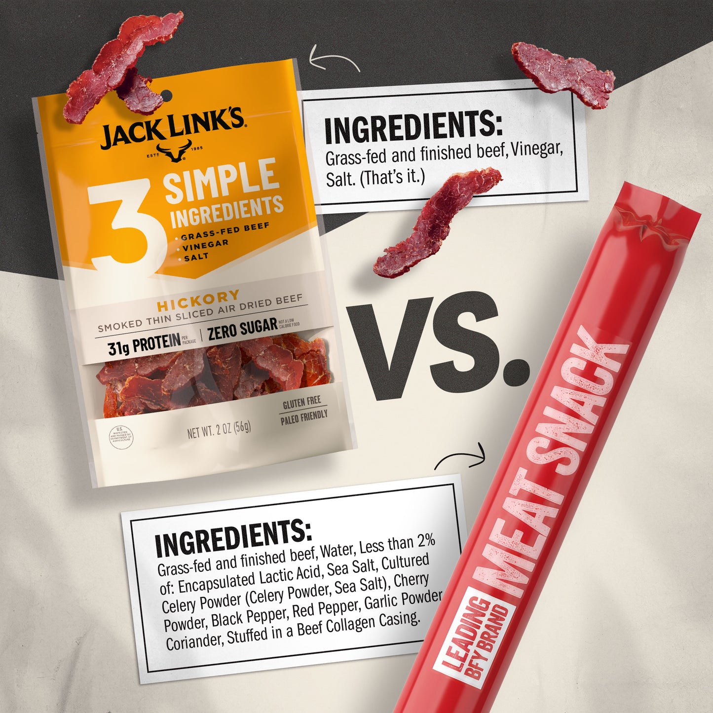2oz Hickory JL3 Air Dried Steak Slices 12CT
