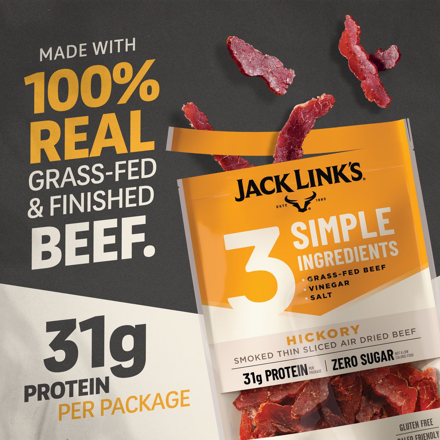 2oz Hickory JL3 Air Dried Steak Slices 12CT